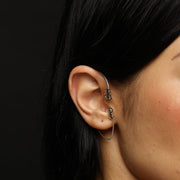 Evil eye sterling silver earcuff