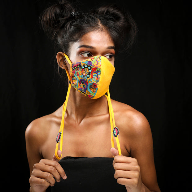 Yellow Faces handcrafted Mask