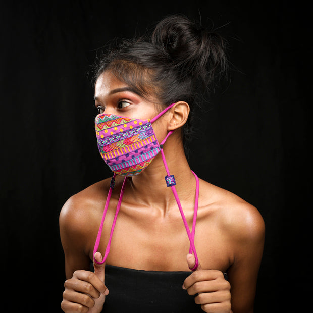 Purple Dhaka Handcrafted Mask