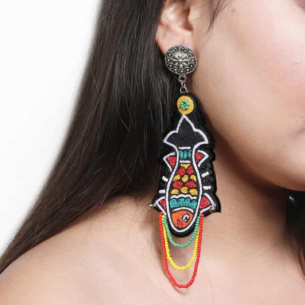 Fish Embroidery Earrings ,Earrings, gonecasestore - gonecasestore