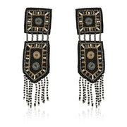 Banjaran long black embroidered earring by gonecase