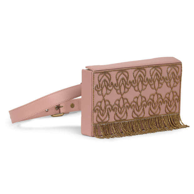 Order online Mutiyaar Nude Antique Hand Embroidered Belt Bag- gonecase.in