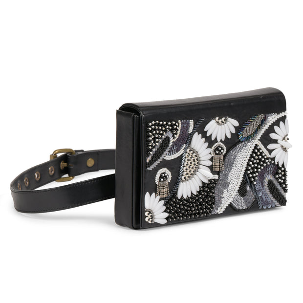 Maharani Women black wedding waist belt bag