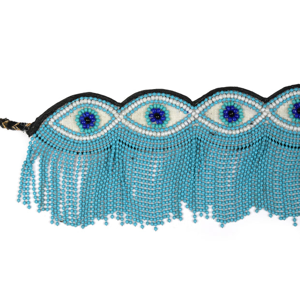 Evil Eye Teak Hand Embroidered Choker