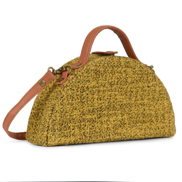 Order Online Yellow Texture Half Round Bag- gonecase.in