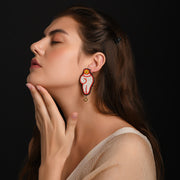 Shankh Red Earring