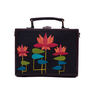 Floret black hand painted sling bag