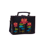 Floret black hand painted sling bag