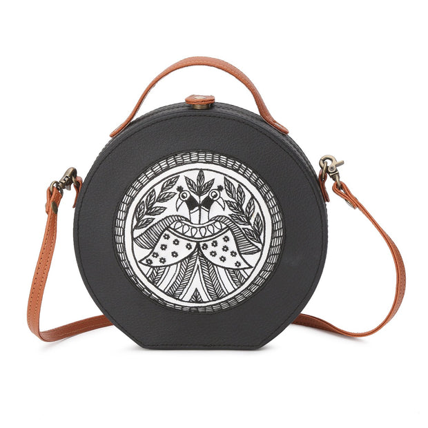 Peacock Embroidered Sling Bag (White) ,sling bag, gonecasestore - gonecasestore