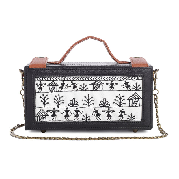 Warli Hand Embroidered Clutch Bag ,Clutch Bag, gonecasestore - gonecasestore