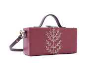 Tree of life cherry hand embroidered crossbody clutch bag for women