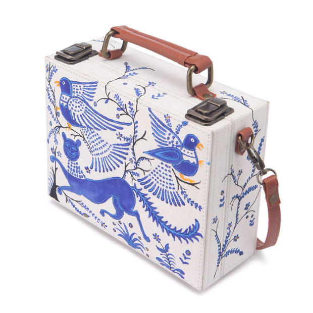 buy online hand painted bags, painted traveling bag, abstract hand painted sling bag