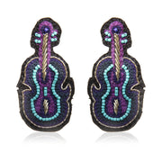 Sitar Blue Embroidered Earrings ,Earrings, gonecasestore - gonecasestore