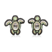 Turtle Green Embroidered Earrings ,Earrings, gonecasestore - gonecasestore