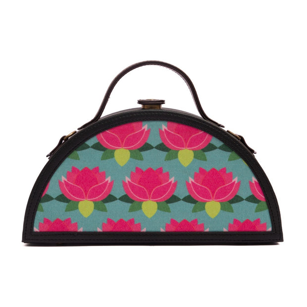 Lotus semi circle printed clutch bag by gonecase