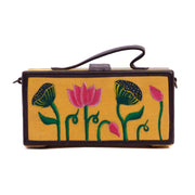 Pichwai yellow hand painted clutch bag by gonecase