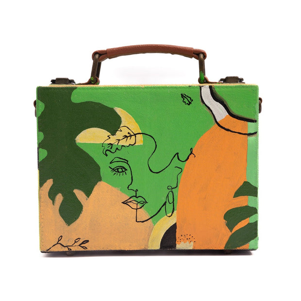 Tropical hand painted sling bag