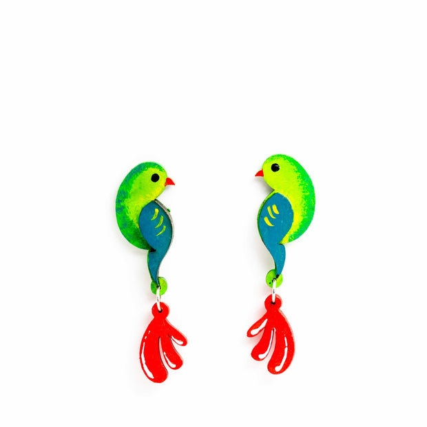 Handpainted Parrot Studs ,Earrings, gonecasestore - gonecasestore