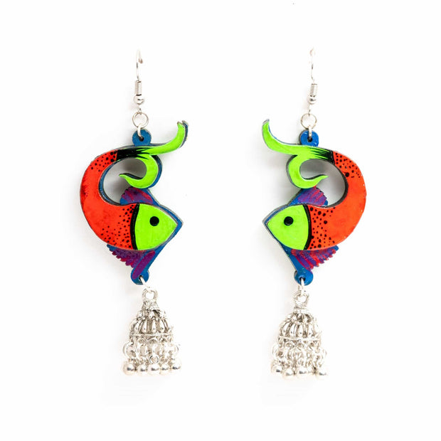 Hand Painted Fish Earring ,Earrings, gonecasestore - gonecasestore