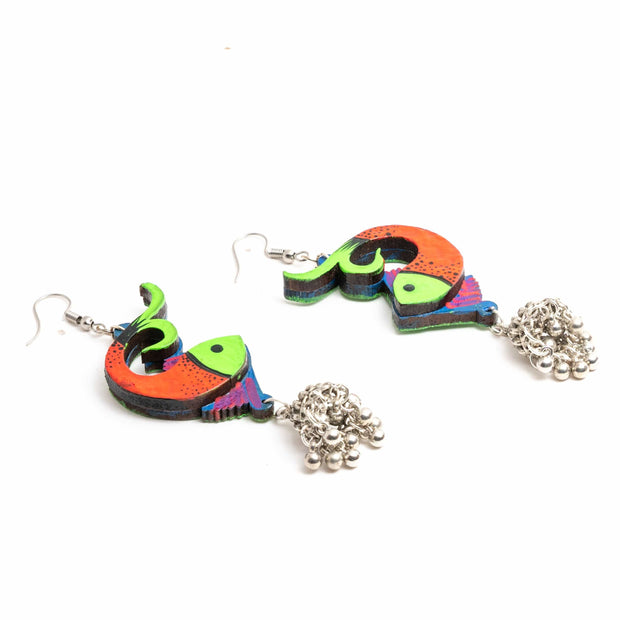 Hand Painted Fish Earring ,Earrings, gonecasestore - gonecasestore