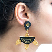 Hand Painted Gold And Black Studs ,Earrings, gonecasestore - gonecasestore