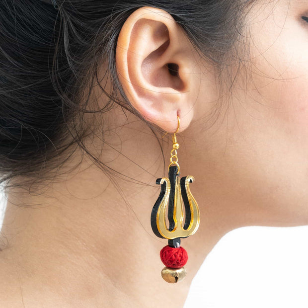 Trishul Handpainted Earrings ,Earrings, gonecasestore - gonecasestore