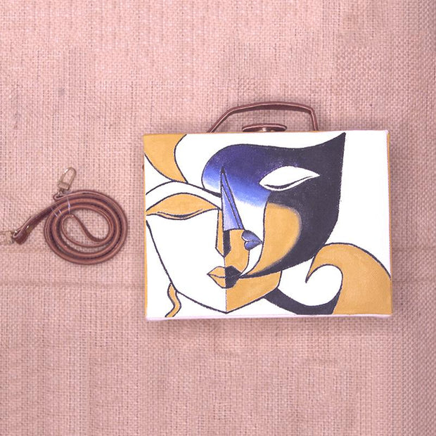 Two Faces Handpainted Sling Bag ,sling bag, gonecasestore - gonecasestore