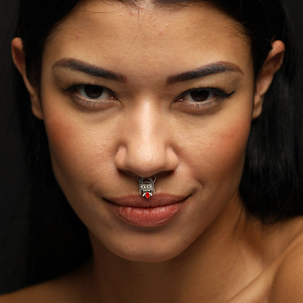 Order online Nazar Battu Hand-Painted Sterling Silver Septum Nose Pin- gonecase.in