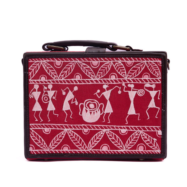 Warli hand painted sling bag