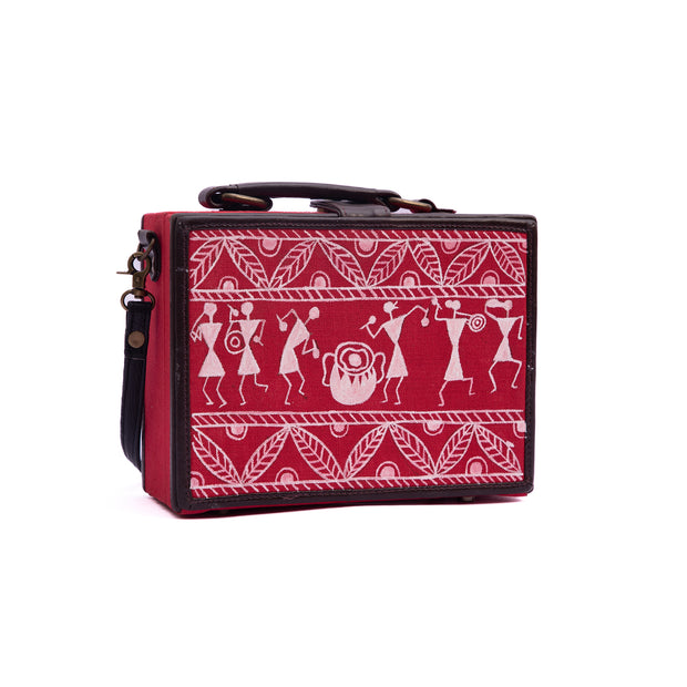 Warli hand painted sling bag